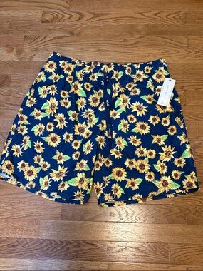Peyton & Parker | NWT Navy Blue Ditsy Sunflower Men’s Swinwear Trunks Size Large